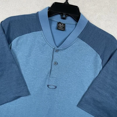 Oakley Icon Bi Color Polo Shirt Mens 2XL Blue Blade Collar Quick Dry Golf READ - Image 1 of 4