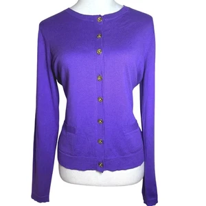 Lauren Ralph Lauren Baumwolle Strick Cardigan Pullover M Gold Knopf Preppy Old Money - Bild 1 von 12