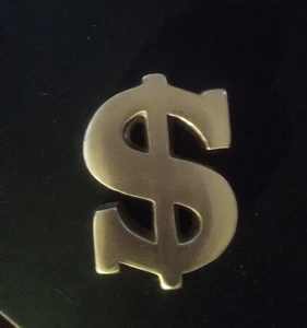 Vintage Solid Brass Paperweight Money Sign - Picture 1 of 3