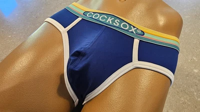 COCKSOX MENS SUPPLEX NYLON NAVY BLUE SPORTS HIP BRIEFS  RRP £25 M NWOT - Imagem 1 de 4