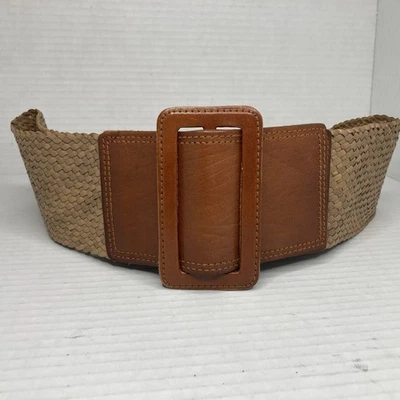 CHRISTIAN DIOR vintage women’s Khaki Tan Woven leather wide belt #754 Sz M-L - Image 1 of 4