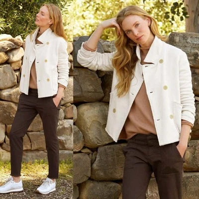 Frank & Eileen Mini Belfast Sudadera Recortada Chaquetón Vintage Chaqueta Blanca M Foto 1 de 4