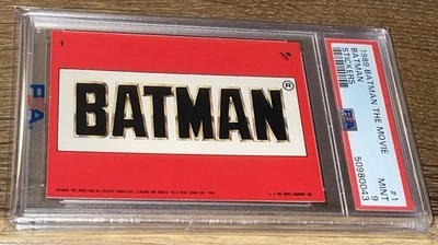 1989 Topps BATMAN Movie Stickers #1 BATMAN HEADER CARD PSA 9 MINT RARE LOW POP!! - Image 1 of 2