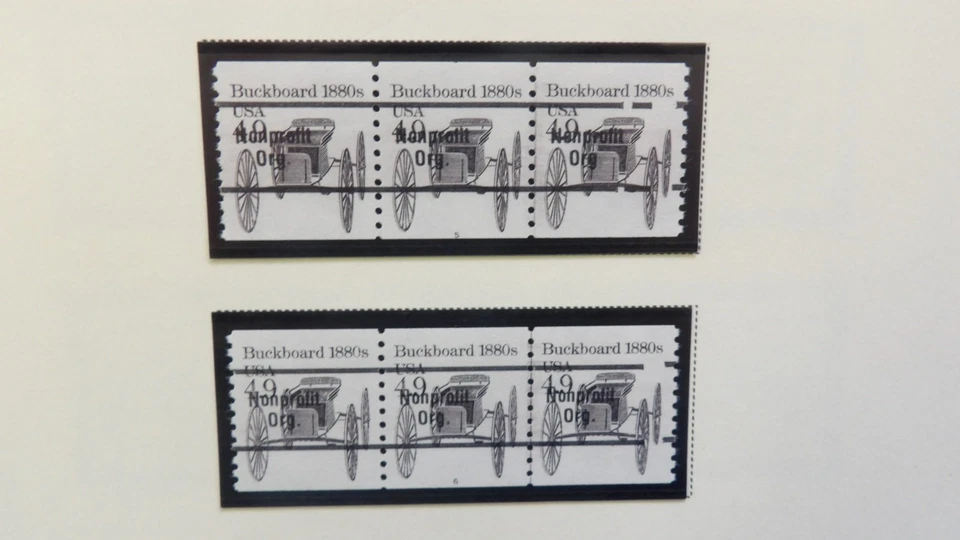 #2124a 4.9c Buckboard Bureau Precancel PNC3 #5 & 6 MNH OG VF EFO Double Line Gap - Image 1 of 1