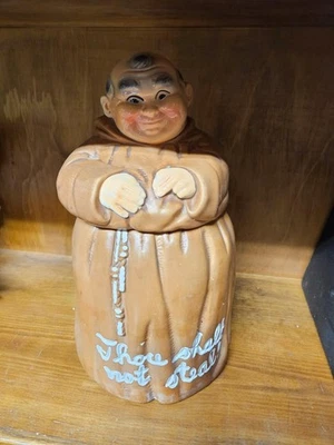Vintage Friar Monk Cookie Jar “Thou Shall Not Steal” Twin Winton 1960s - Image 1 of 2