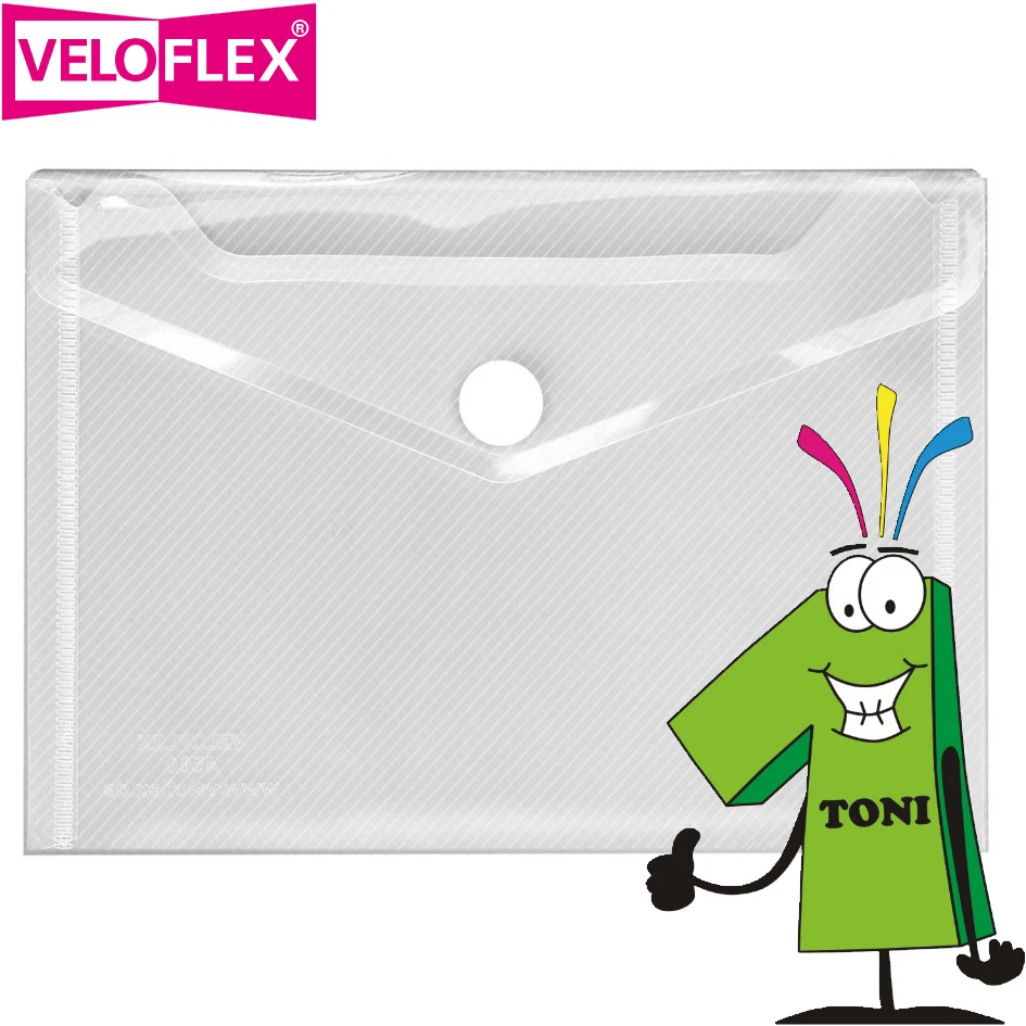 10x Veloflex Dokumententasche A4 Crystal Doku-Tasche Klettverschluss transparent