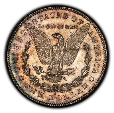 1878-S $1 Morgan Dollar - Rainbow Bank Roll End Cap Toning - Original BU - B3116 - Image 1 of 4