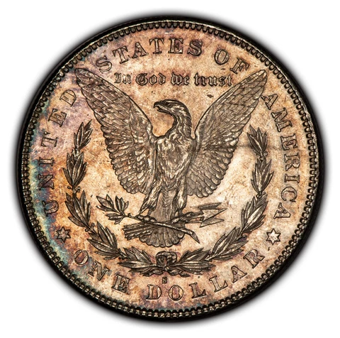 1878-S $1 Morgan Dollar - Rainbow Bank Roll End Cap Toning - Original BU - B3116 Cover