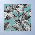 Horloge Murale Design En Verre Noir et blanc roses 30x30