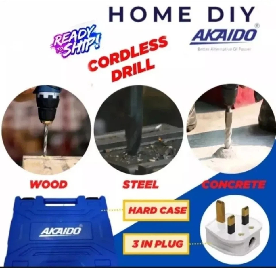 "AKAIDO" 12V 25N.m Torque Cordless Drill AK12EC - 2 Speed With 3 pcs X 12V 2.0Ah - Image 1 of 4