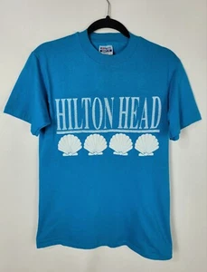 VTG Hilton Head Beach SC Puffy Shell Graphic Tee USA Made Single Stitch Sz M - Picture 1 of 4