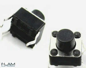 Rupteur commutateur micro switch 6x6x6,5mm black Button Switch Touch Contact - Imagen 1 de 3