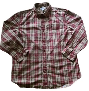 Carhartt Men’s XL Button Down Shirt Red & Tan Plaid Long Sleeve Shirt - Picture 1 of 12