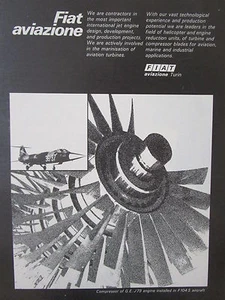 5/1973 PUB FIAT AVIAZIONE KOMPRESSOR GE J79 ENGINE F104 S ORIGINAL ANZEIGE - Bild 1 von 1