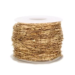 2 Meters Stainless Steel Gold Cable Bar Chains Handmade Texture Stick Link Chain - Picture 1 of 11