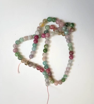 MULTI-COLOR TOURMALINE 5MM ROUND  BEADS - 15.75" Strand - 3155E - Image 1 of 2