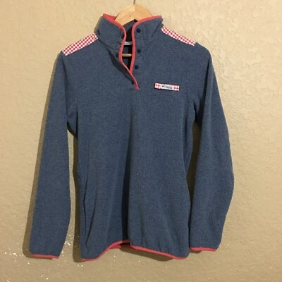 Женский маленький серый флисовый пуловер Columbia PFG 1/4 на кнопках - Изображение 1 из 4