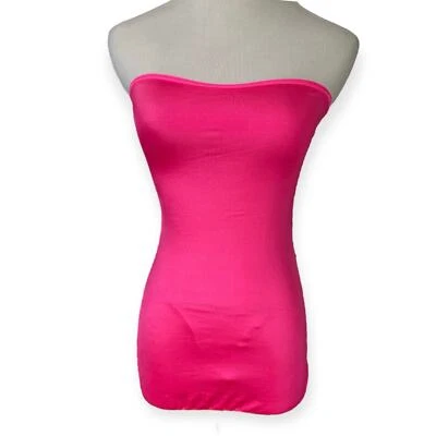 NUEVO Vestido de Microfibra Rosa Neón con Arco Iris Neón Correa Elástica Trasera Tanga Foto 1 de 3