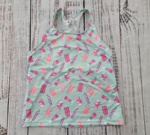 Lands' End Ice Cream Popsicles Tankini Swim Top w/ Built In Support Girls 14 - Picture 1 of 8