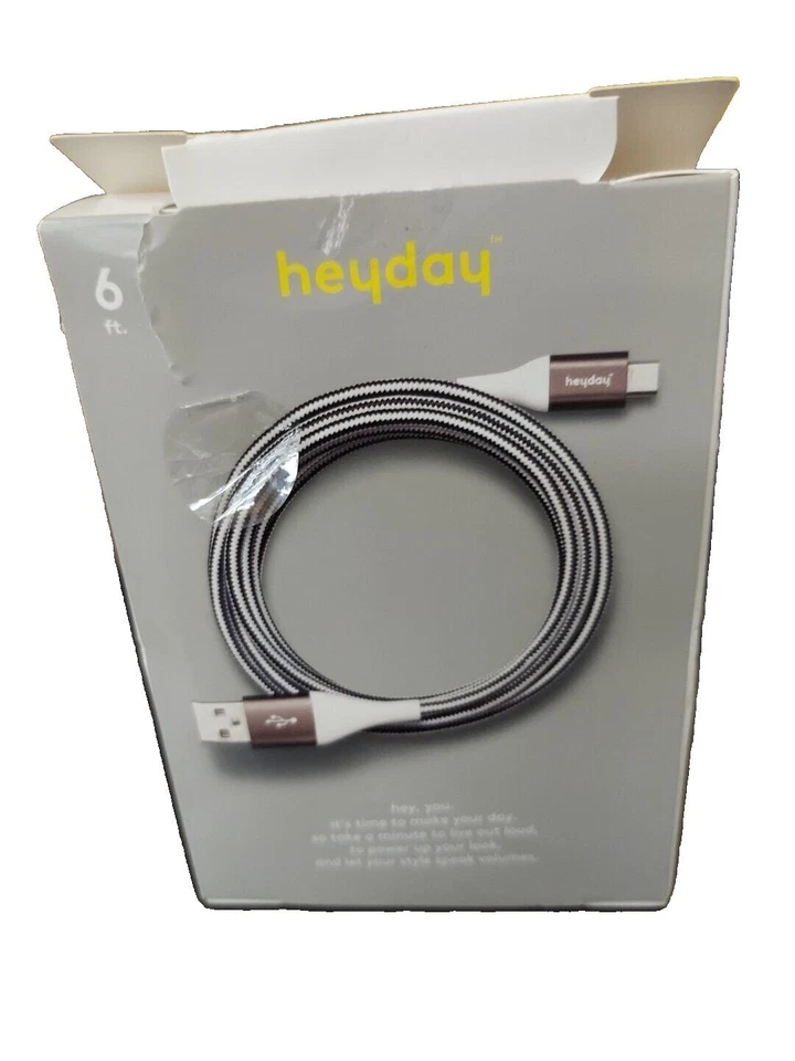 Кабель Heyday Micro USB - USB-A в оплетке - 6 футов, бирюзовый/белый - Изображение 1 из 2
