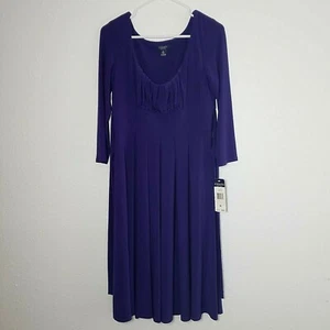 Neu Chaps Damen Größe M Fit & Flare lila Kleid Empire-Taille UVP $ 85 (B1) - Bild 1 von 6