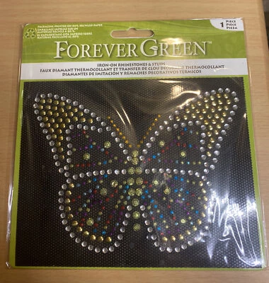Estrás y tachuelas de mariposa planchar para siempre verde ropa diseño artesanías Foto 1 de 4