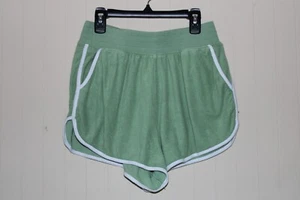 SO, Green Terry Cloth Boyfriend Shorts, Stretchy, Size Medium - Picture 1 of 5