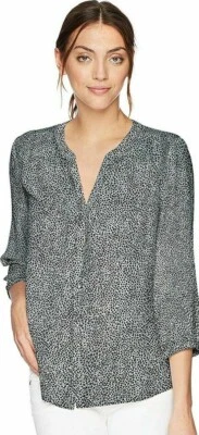 NYDJ Grey Blouse cloud Print button up Floaty Top Sizes  XS M Or L - Image 1 of 4