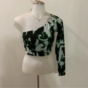 Zara One Shoulder Blumenärmel Mehrfarbig Größe S Neu mit Etikett - Bild 1 von 6
