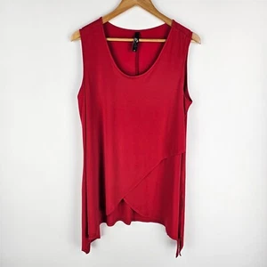 Taking Shape Tunic Top Womens XS Red Asymmetrical Hem Sleeveless Stretch Casual - Picture 1 of 6
