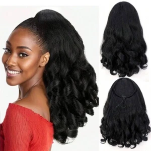 Natural Drawstring Ponytail Extension Fluffy Curly Wavy Pony Tail Hair Extension - Picture 1 of 9