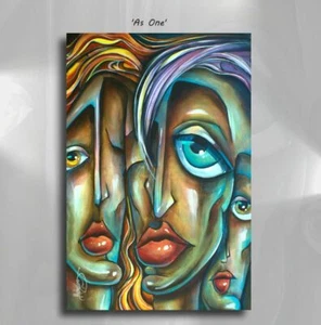 Urban Expressionist Painting, M.Lang Portrait Art, Figurative Original Certified - Picture 1 of 4