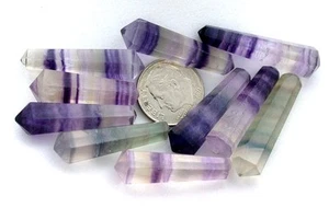TWO Natural 1 1/10 to 1 3/10 Inch FacetedFluorite Double Point Crystal Gemstone - Picture 1 of 1