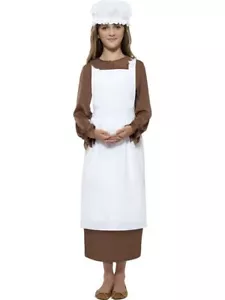 VICTORIAN CHILD GIRLS PILGRIM COLONIAL COSTUME APRON AND MOP HAT CAP KIT WHITE - Picture 1 of 1