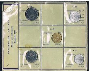 MONEDAS DE COLECCIONISTA - REPÚBLICA ITALIANA - SERIE 1971 UNC L5,10,20,50,100 - Imagen 1 de 1