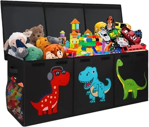 Extra Large Toy Box, Collapsible Sturdy Storage Organizer with Lids, Dinosaur To - Picture 1 of 12