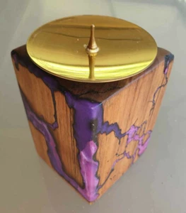 Australian Made, Handcrafted Solid Timber & Resin Candle Holder - Picture 1 of 4