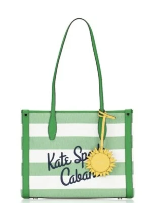 kate spade- Market Cabana- Medium Canvas Tote Bag- Green Multi Stripe- NWT- $228 - Image 1 of 4