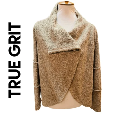 True Grit Dried Goods Faux Sherpa Beige Women’s Cardigan Jacket/Wrap Size XL - Image 1 of 4