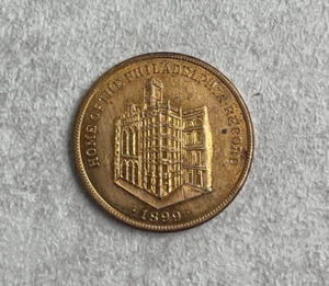 1899 Philadelphia Record Token - Rulau Phl-80 - Harshly Cleaned L2 - Picture 1 of 2