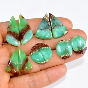 5 Pairs 123Ct Natural Chrysoprase Cabochon Gemstone pair Lot 30x10 18x9mm #15186 - Picture 1 of 6