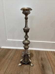 RARE Vintage Floor Ornate Candlestick Holders Floral Motif SMALL 17” Tall - Picture 1 of 15
