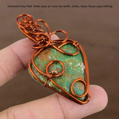 Рождественская сделка меди куприт хризоколла камень новый проволоки обернутый подвеска ювелирных изделий - Изображение 1 из 4