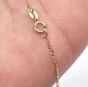 Solid 9ct Gold Figaro Link Necklace Jewellery Chain Stamped 375 - 22inch - 0.8mm - Picture 1 of 15