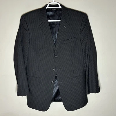 Jos. A Bank Pinstripe Black Blazer Suit Jacket Men’s 42L 100% Wool - Image 1 of 4