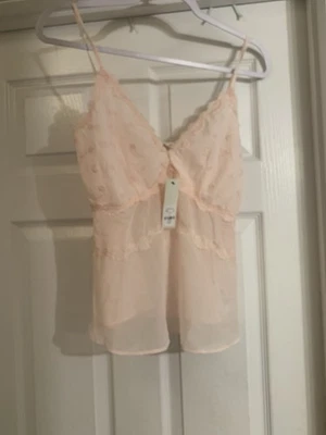 Francesca's cami top Light Pink Floral Spaghetti Strap Sz S side zip - Image 1 of 4