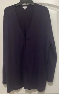 J Jill Long Cardigan V-Neck XL Purple Women’s Sweater 3 Button Wool Blend - Picture 1 of 6