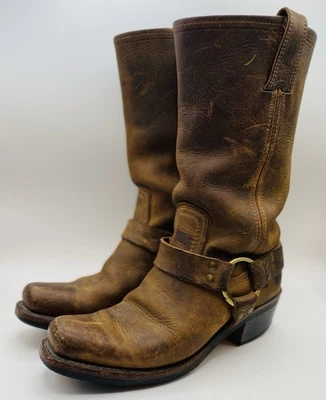 Frye Harness Womens Boots Size 7 M Brown Leather Square Toe Moto USA Made - Image 1 of 4