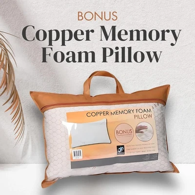 New Copper Memory Foam Pillow, Neck Support, Anti-Aging, Orthopaedic Sleep, UK - Image 1 of 4