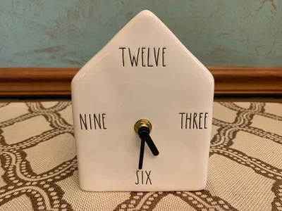 Vintage Rae Dunn Artisan Collection Ivory Birdhouse Shape Ceramic Tabletop Clock - Image 1 of 4